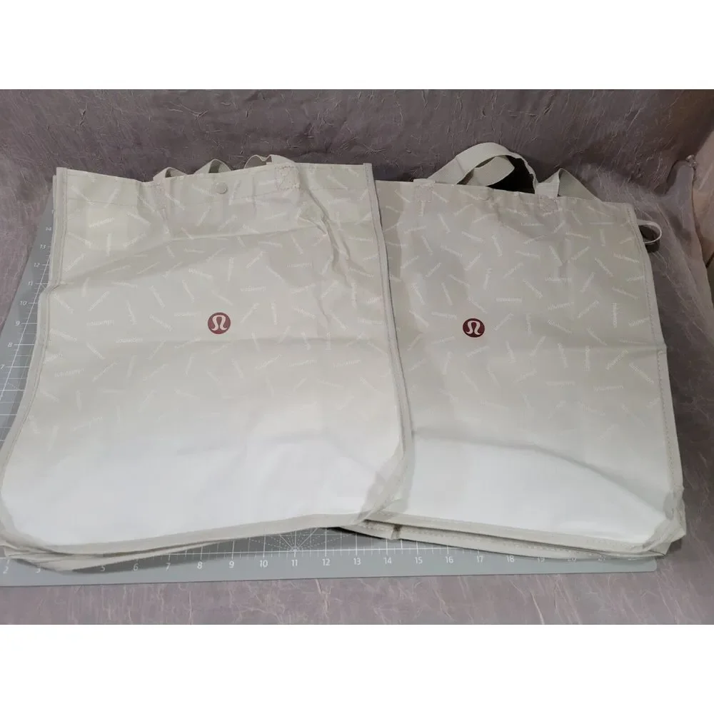 3 Lululemon Large Reusable‎ Shopping Tote Bag 2x Gray 1x Red